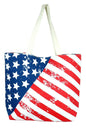 USA Flag Print Canvas Tote Bag