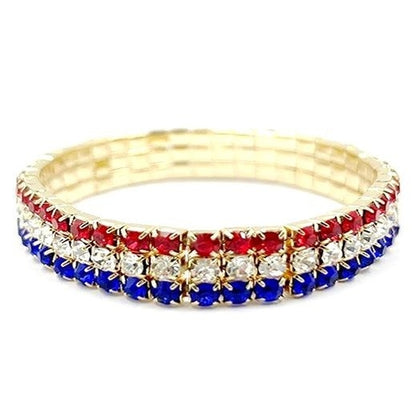 American Flag Red White Blue Crystal Bracelet