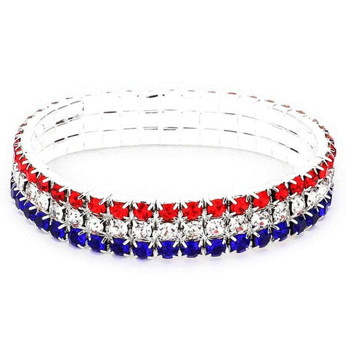 American Flag Red White Blue Crystal Bracelet