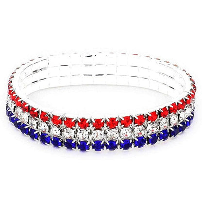 American Flag Red White Blue Crystal Bracelet