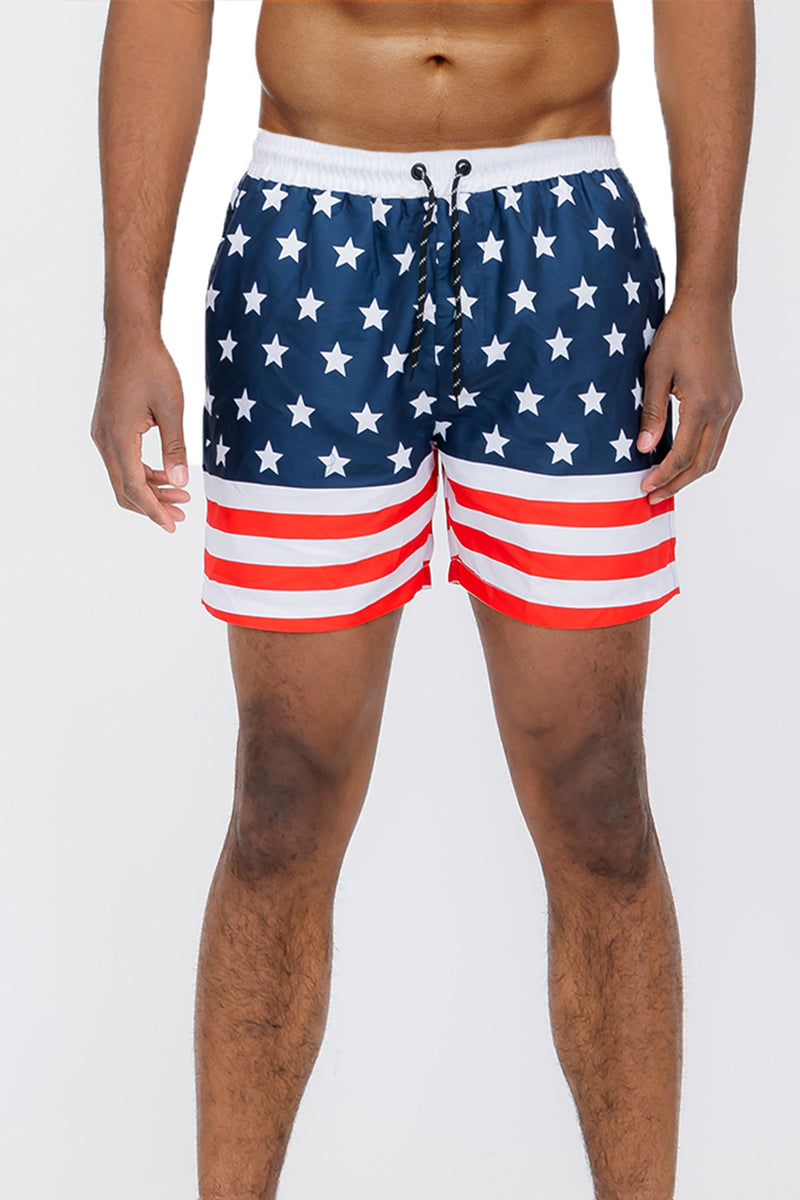 Flag Print Swim Shorts