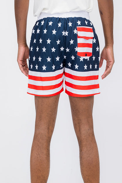 Flag Print Swim Shorts