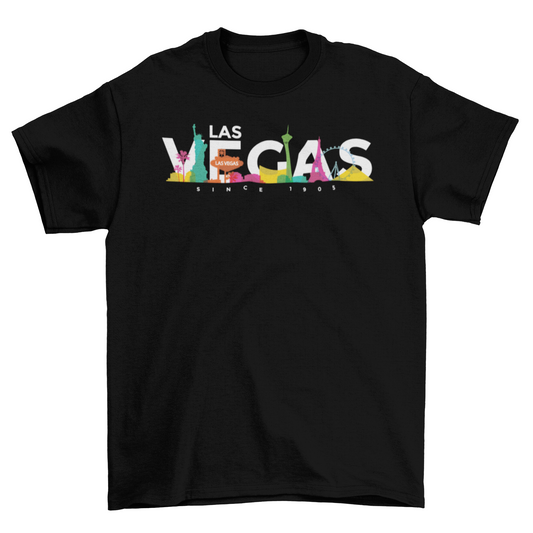 Las Vegas colored skyline t-shirt