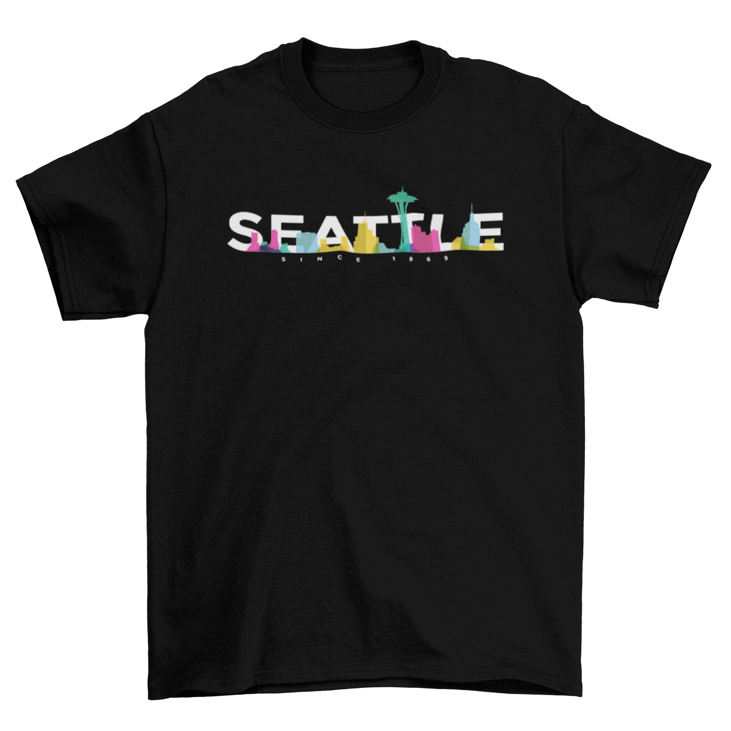 Tourist Travel Seattle United States USA skyline bright colors
