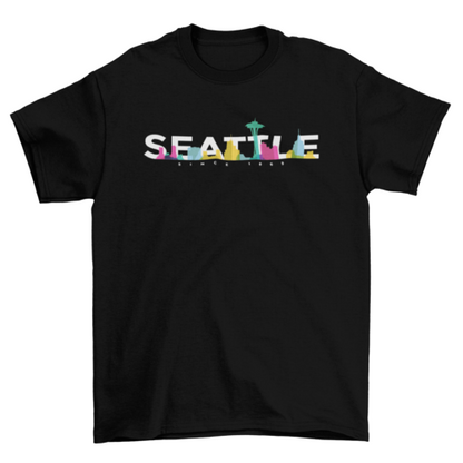 Tourist Travel Seattle United States USA skyline bright colors