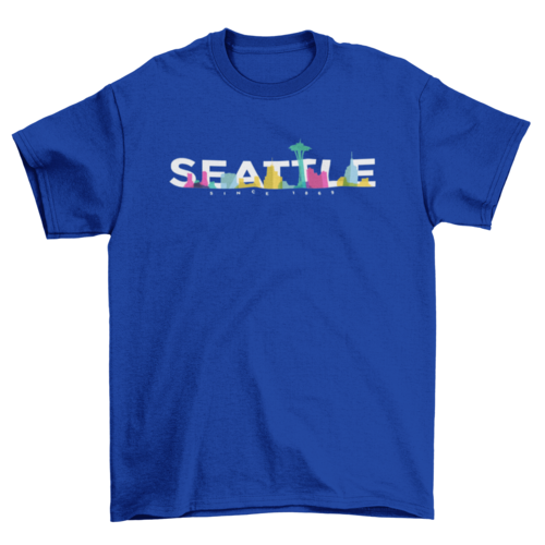 Tourist Travel Seattle United States USA skyline bright colors