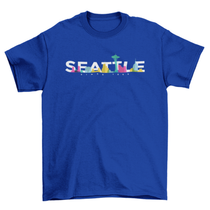 Tourist Travel Seattle United States USA skyline bright colors