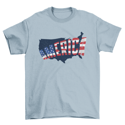 Cool USA Embedded American Flag Map Silhouette Quote America United