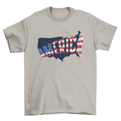 Cool USA Embedded American Flag Map Silhouette Quote America United
