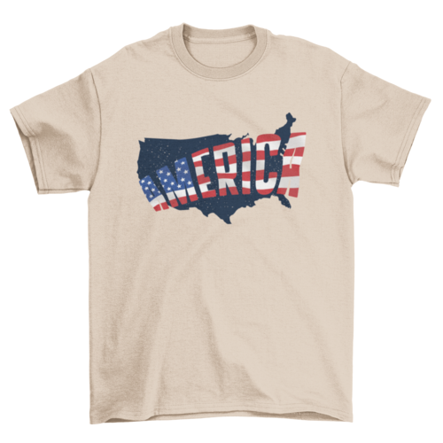 Cool USA Embedded American Flag Map Silhouette Quote America United