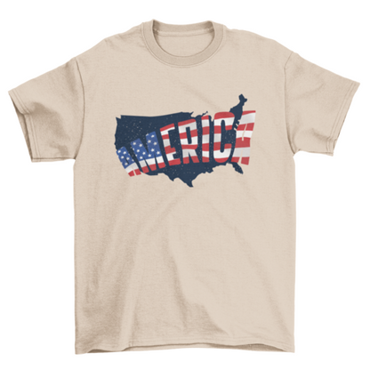 Cool USA Embedded American Flag Map Silhouette Quote America United
