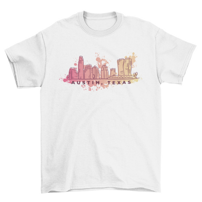 Austin Texas Watercolor Skyline T-shirt