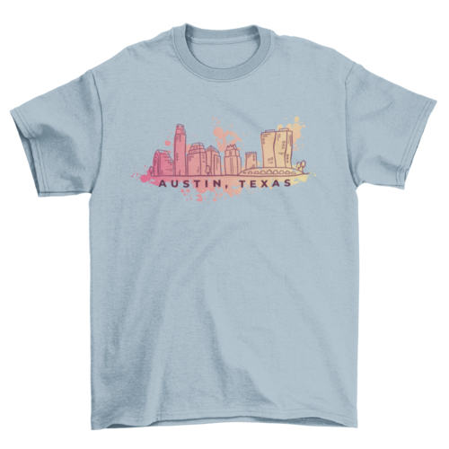 Austin Texas Watercolor Skyline T-shirt