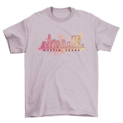 Austin Texas Watercolor Skyline T-shirt