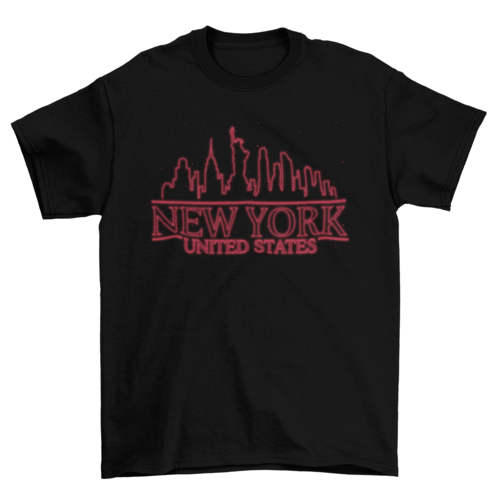 Great Neon Outline Style Skyline quote 'NEW YORK UNITED STATES' UN NY
