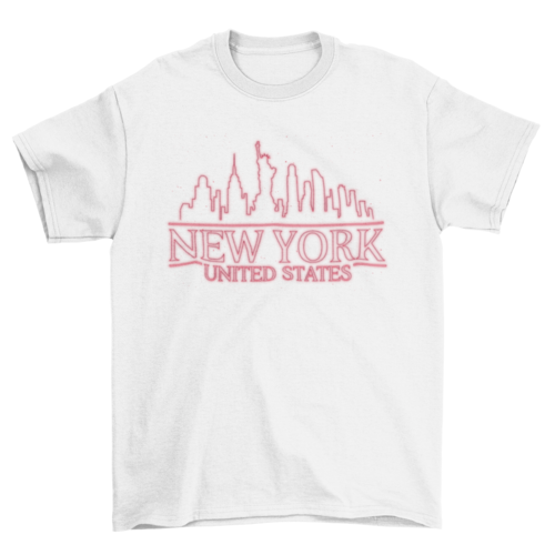 Great Neon Outline Style Skyline quote 'NEW YORK UNITED STATES' UN NY