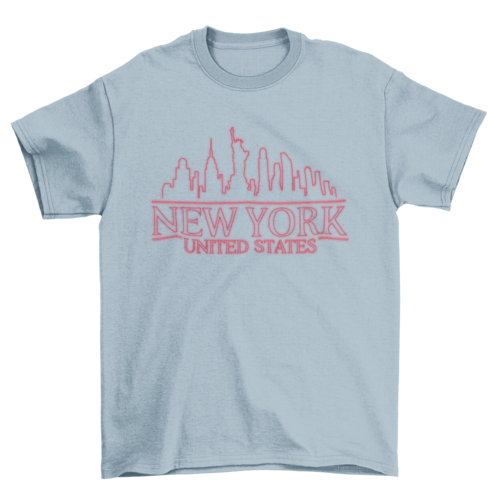 Great Neon Outline Style Skyline quote 'NEW YORK UNITED STATES' UN NY