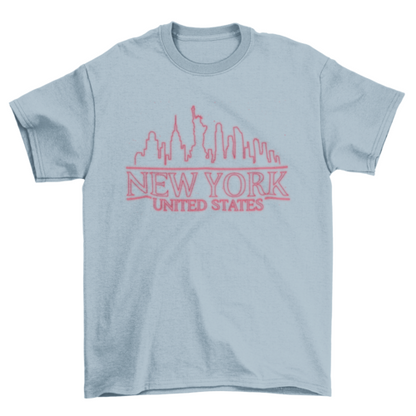 Great Neon Outline Style Skyline quote 'NEW YORK UNITED STATES' UN NY