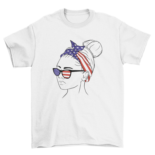American flag bandana girl t-shirt design