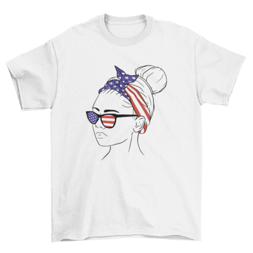 American flag bandana girl t-shirt design