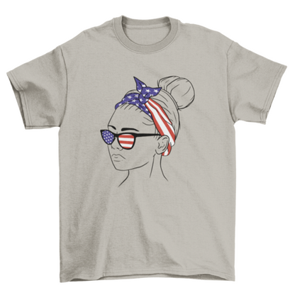 American flag bandana girl t-shirt design