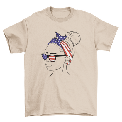 American flag bandana girl t-shirt design