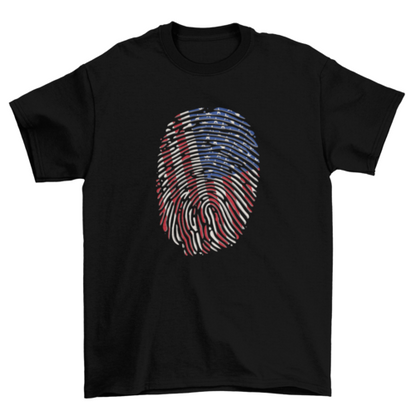 American flag finger print t-shirt