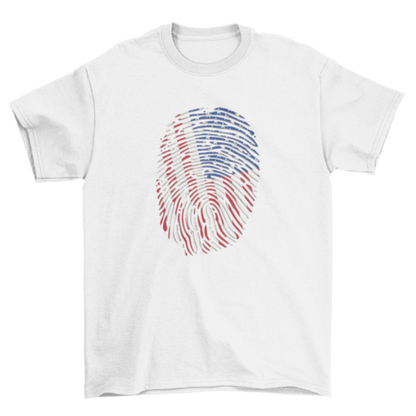 American flag finger print t-shirt