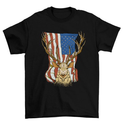 Deer and US flag t-shirt design