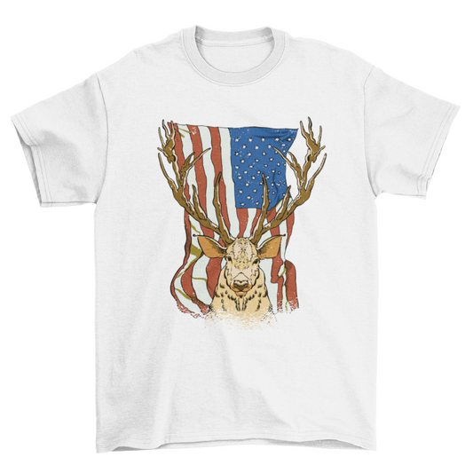 Deer and US flag t-shirt design
