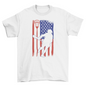 Lacrosse player with american flag t-shirt