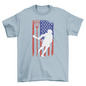 Lacrosse player with american flag t-shirt