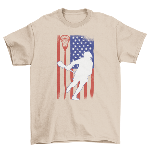 Lacrosse player with american flag t-shirt
