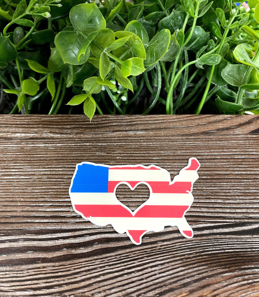 American Flag Heart Cut Out Sticker |Sticker or Magnet