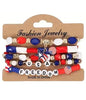 PATRIOTIC THEME AMERICAN FLAG MULTI STRETCH BRACELET SET