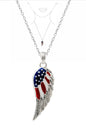 PATRIOTIC THEME AMERICAN FLAG ANGEL WING NECKLACE